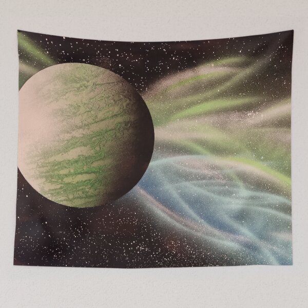 Item preview, Spray paint art electric planet designed and sold by WoodRocksArt.