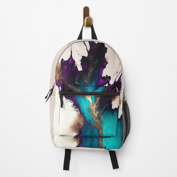 Item preview, Splash of paint "Aureate Surge" - Gold Purple and Teal Abstract Alcohol Ink Art designed and sold by inkvestor.