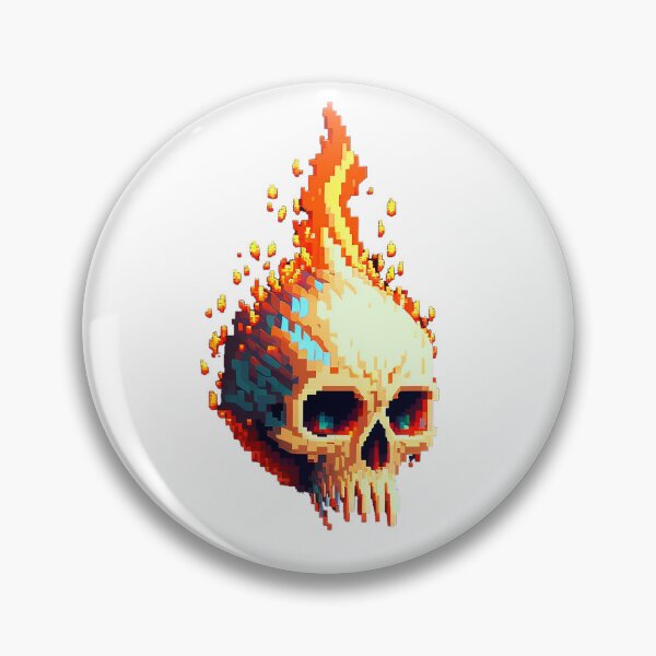 Item preview, Pixel Flame Skull designed and sold by devonlaird.