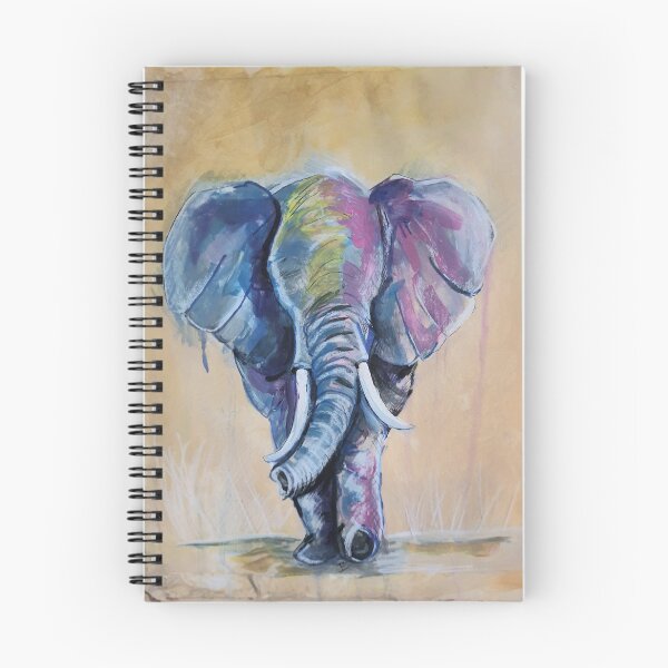 Item preview, Elephant colourful,  a bold acrylic painting, flashes of blue and pink designed and sold by Izzy83.