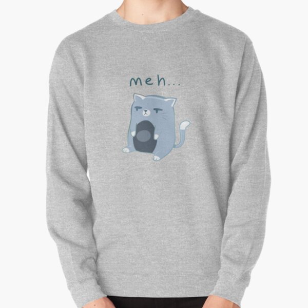 'meh' Cat (Gray) Pullover Sweatshirt