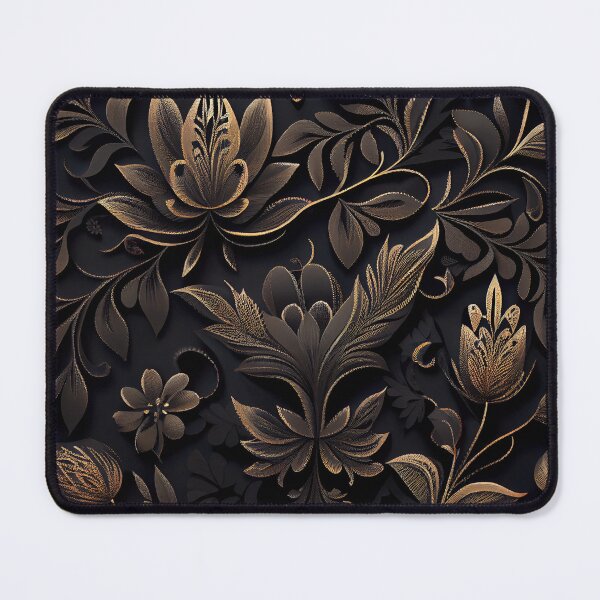 Item preview, Black Contemporary Floral Pattern Digital Painting designed and sold by CodeAndColors.