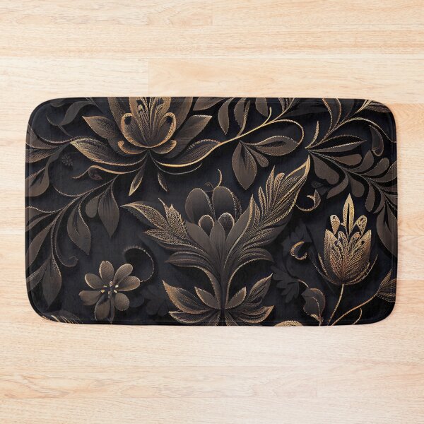 Item preview, Black Contemporary Floral Pattern Digital Painting designed and sold by CodeAndColors.