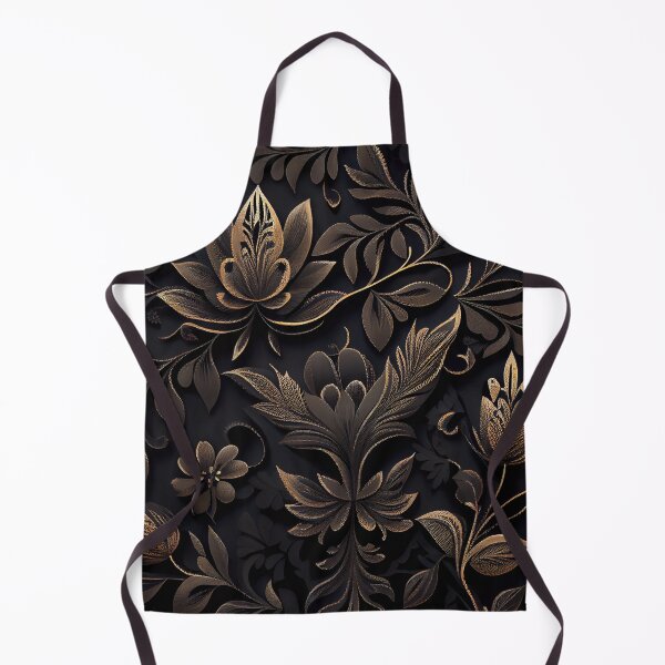 Item preview, Black Contemporary Floral Pattern Digital Painting designed and sold by CodeAndColors.