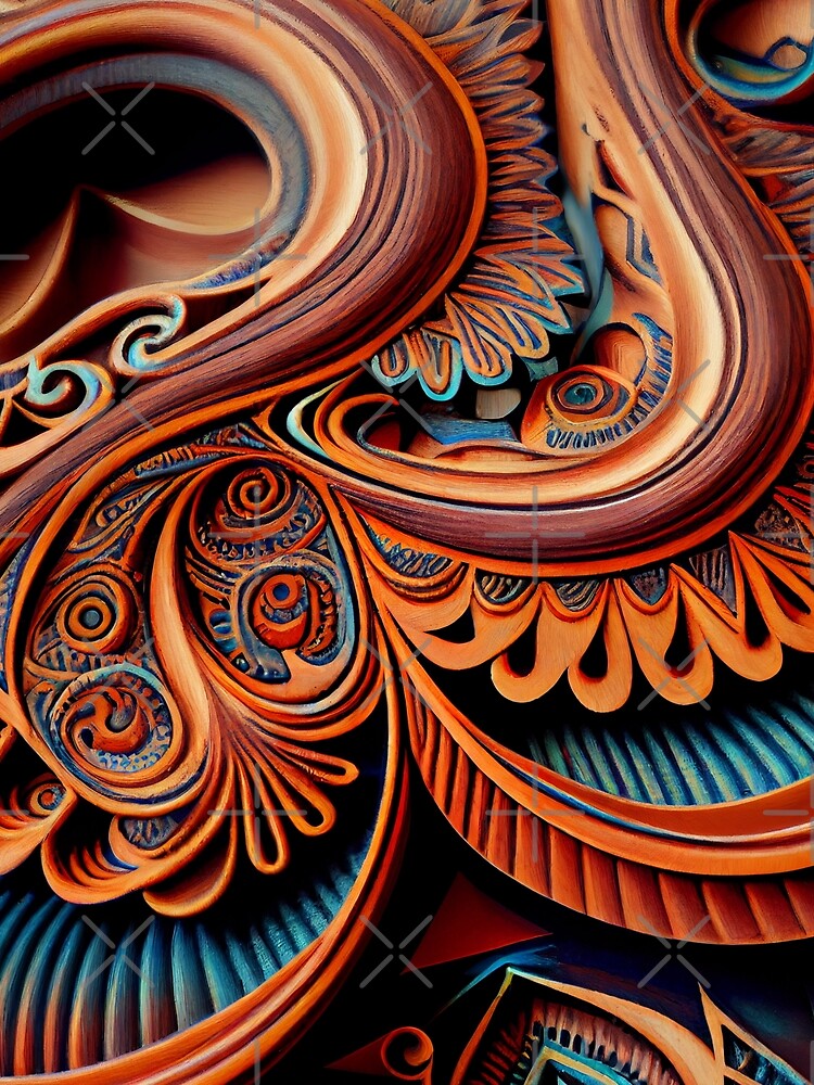 Thumbnail 3 von 3, Tuch, Psychedelic Clay Wood Fine Eclectic Pattern Digital Painting designt und verkauft von CodeAndColors.