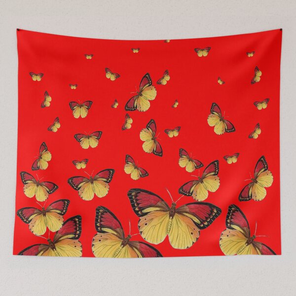 Item preview, RED-YELLOW BUTTERFLY PATTERN RED ART designed and sold by sharlesart.