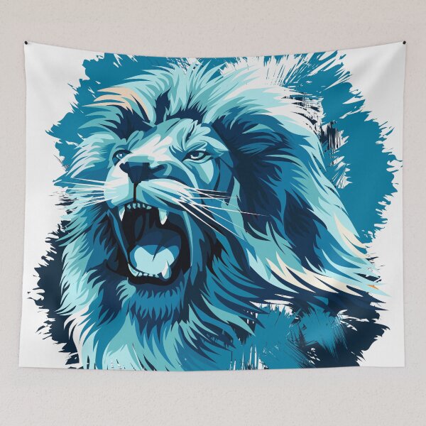 Item preview, Blue wild lion designed and sold by professorguru.