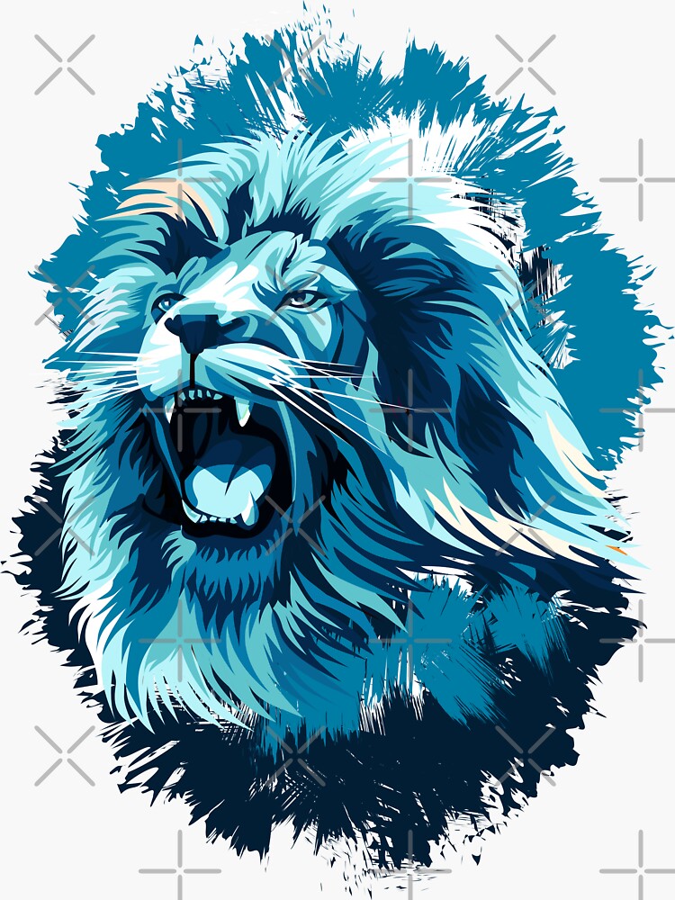 Sticker for Sale mit Blauer wilder Löwe von professorguru