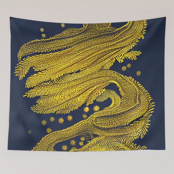 Item preview, Organic gold on blue designed and sold by CallaCoralia.