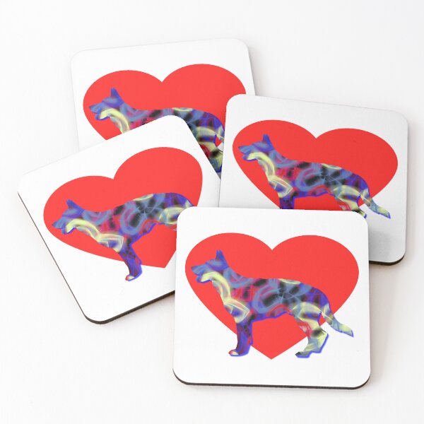 Item preview, I Heart My German Shepherd Dog Neon Butterflies Silhouette  designed and sold by AMSonArt.