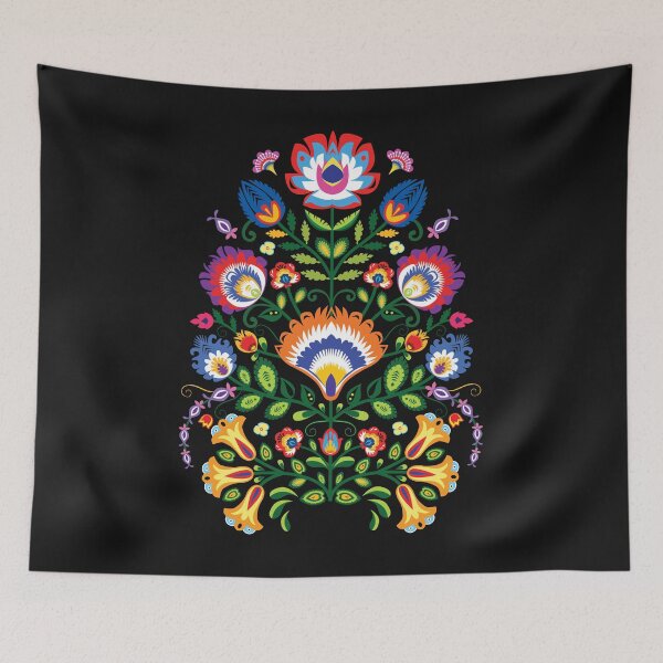 Item preview,  Wycinanki - folklore composition from Poland on black background designed and sold by FK-UK.