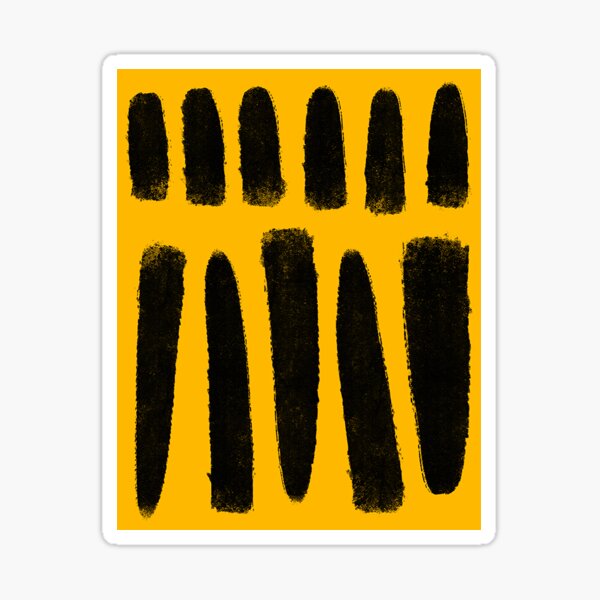 black-marks-on-yellow-background-pattern-brush-strokes-sticker-for