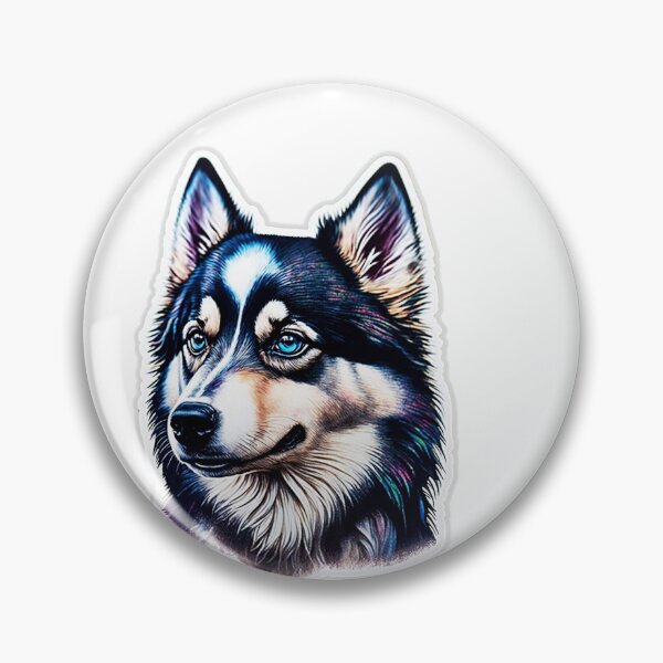 Item preview, Cute blue-eyed Pomsky/Mini Husky Puppy digital art drawing for printables designed and sold by BHC-P.