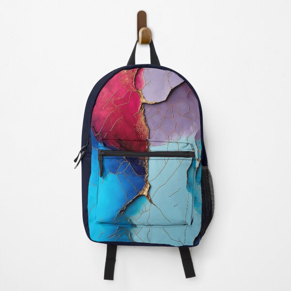 Item preview, Golden Cracks Blue Map "Boldened Blue" - Abstract Alcohol Ink Resin Art designed and sold by inkvestor.