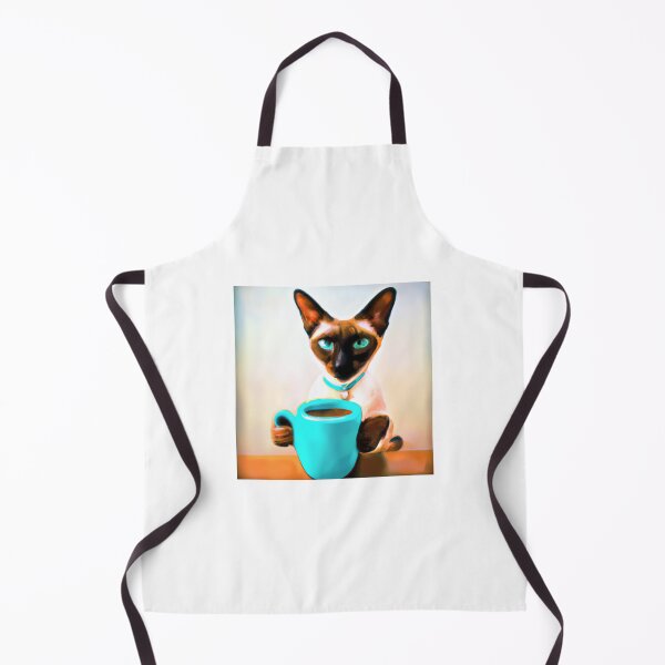 Aperçu de l'œuvre Art numérique, chat siamois buvant du café créée et vendue par hectorgool.