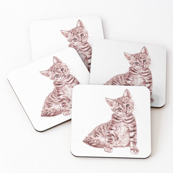 Artikelvorschau, Sitzendes Tabbykätzchen - rot kolorierte Version entworfen und verkauft von SylvieG18.
