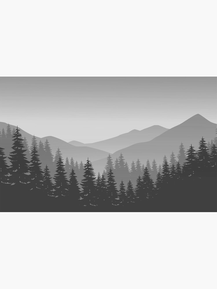 "Foggy Mountain Pine Forest Wilderness Silhouette" Poster for Sale by