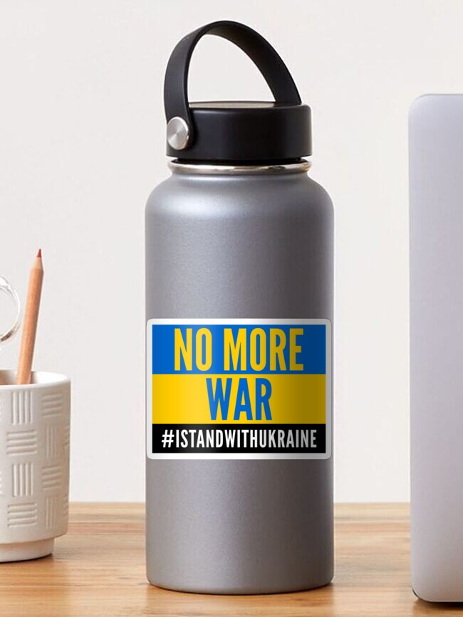 Thumbnail 1 of 3, Sticker, No More War - Stand With Ukraine - Support designed and sold by DavesTeesNThing.
