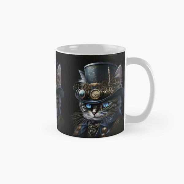 Item preview, SteamCat - Blue Steampunk Cat with Goggles and Top hat designed and sold by VicAndSteam.