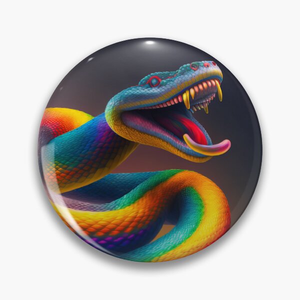 Item preview, Rainbow Color Snake - Big Teeth - From the Serie Spirit Animals designed and sold by AdamesArtStudio.