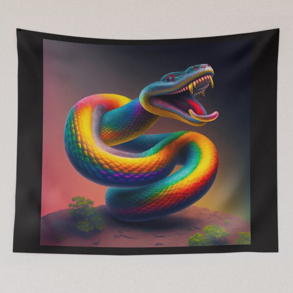 Item preview, Rainbow Color Snake - Big Teeth - From the Serie Spirit Animals designed and sold by AdamesArtStudio.