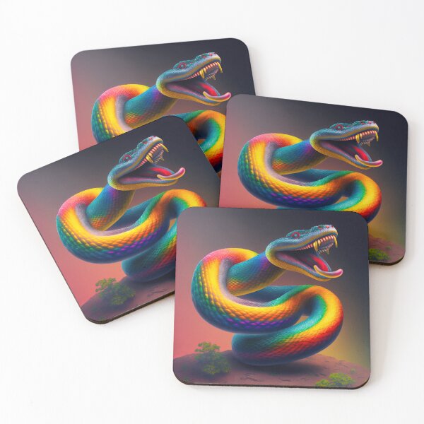 Item preview, Rainbow Color Snake - Big Teeth - From the Serie Spirit Animals designed and sold by AdamesArtStudio.