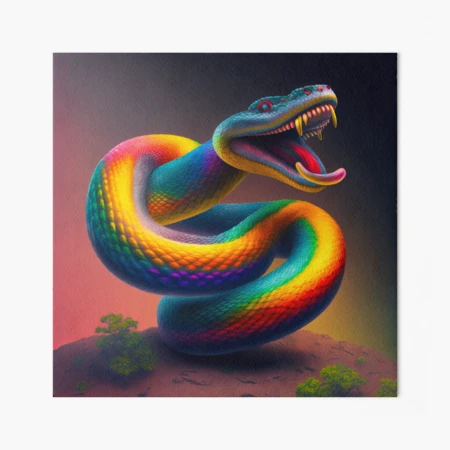 rainbow snake ハンドメイドパステル画　絵画アート原画 gbrf,8x8,f,540x540-pad,450x450