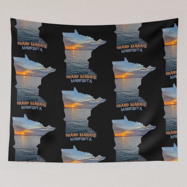 Item preview, Minnesota State Outline - Grand Marais Sunset designed and sold by gorff.