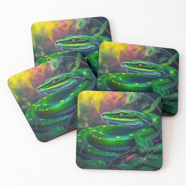 Item preview, Green Tree Snake, Python, Cobra in the Jungle designed and sold by AdamesArtStudio.
