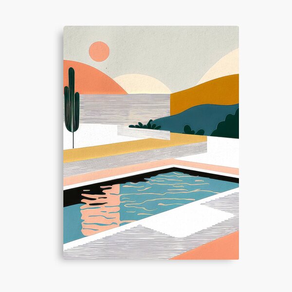 Item preview, Desert Pool Geometric Shapes Abstract Art Retro Pastel Vintage designed and sold by PinkNomad.