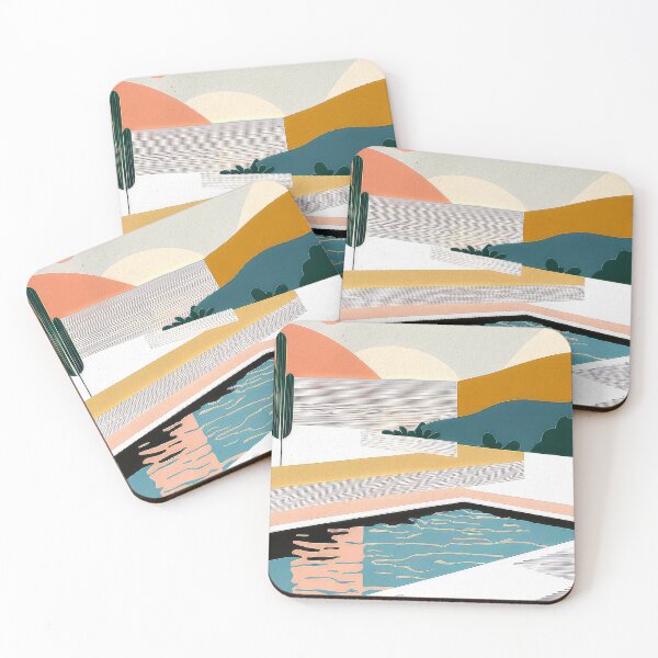 Item preview, Desert Pool Geometric Shapes Abstract Art Retro Pastel Vintage designed and sold by PinkNomad.