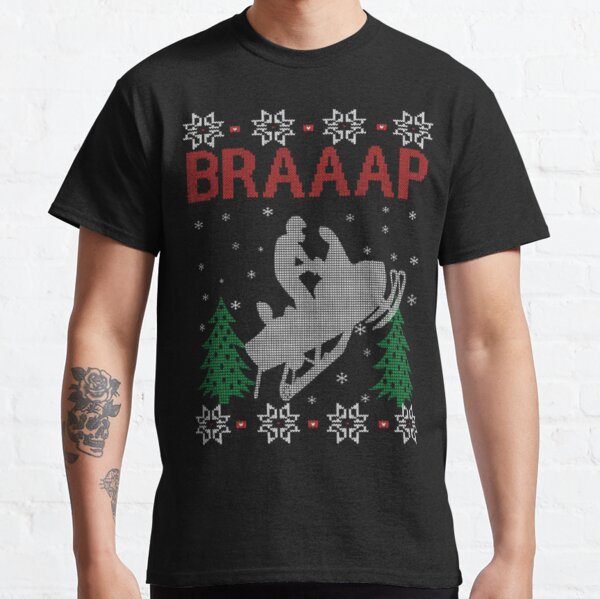 Merry Snowmobile Braaap Ugly Christmas Sweater Funny Tshirt Classic T-Shirt