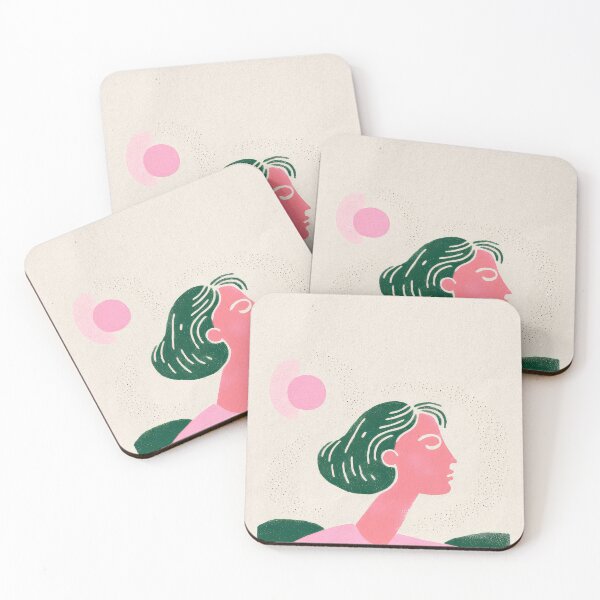Item preview, Girl Stamp Woodblock Art Retro Pastel Vintage designed and sold by PinkNomad.