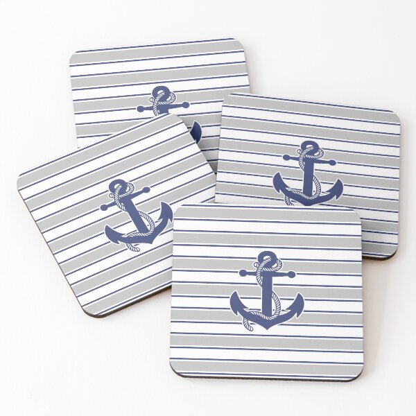 Item preview, Nautical Stripes and Anchor Blue and Gray designed and sold by tonymagnerart.
