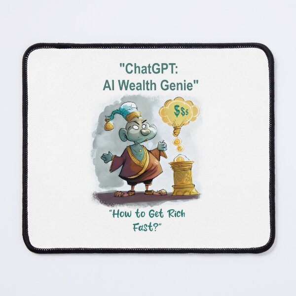 Item preview, Funny Jokes "ChatGPT's Instant Wealth Wish: A Hilarious Watercolor Cartoon Depicting Today's Tech-Savvy Quest for Quick Riches"  designed and sold by The Commitment.