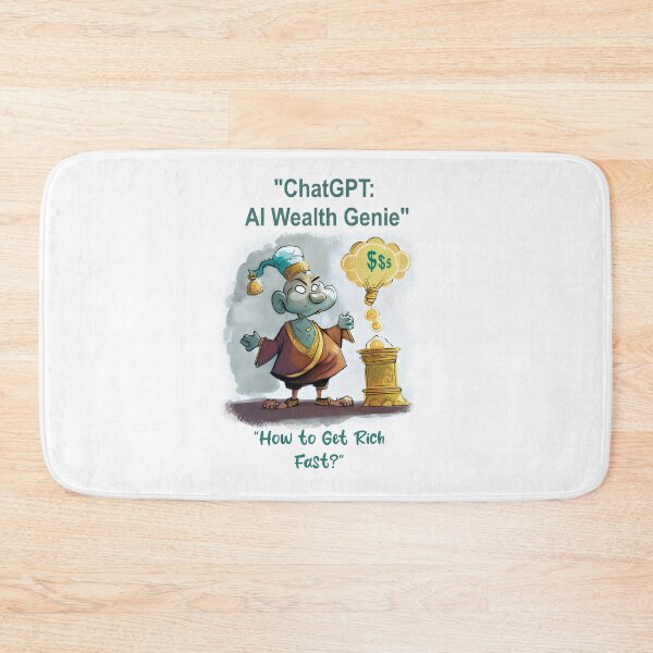 Item preview, Funny Jokes "ChatGPT's Instant Wealth Wish: A Hilarious Watercolor Cartoon Depicting Today's Tech-Savvy Quest for Quick Riches"  designed and sold by The Commitment.