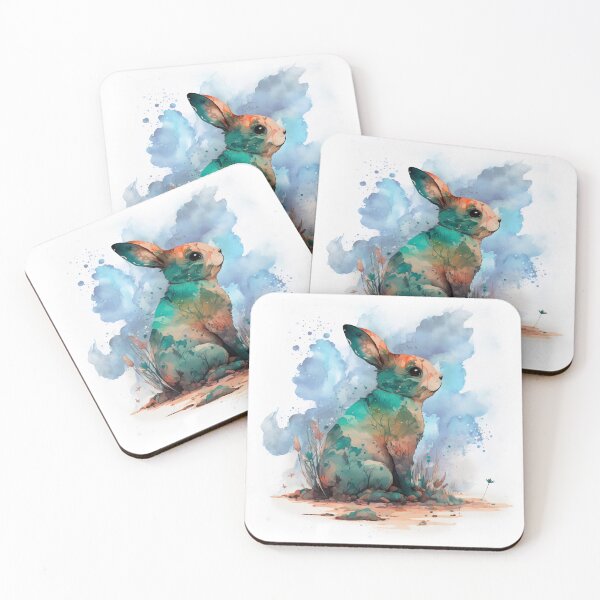 Item preview, A peaceful rabbit painted in watercolor designed and sold by violetspace.