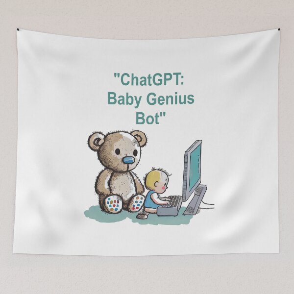Item preview, Funny Joke "ChatGPT: The Baby Genius Bot - A Hilarious Watercolor Cartoon for the Tech-Savvy Child-Lover" designed and sold by The Commitment.