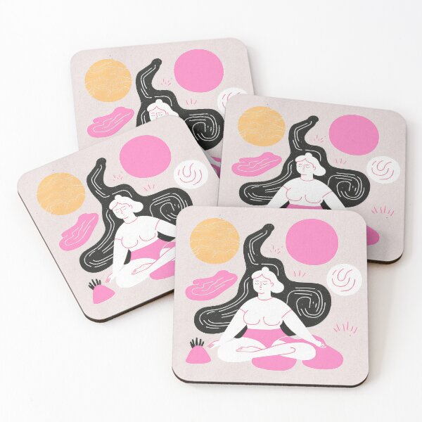 Item preview, Meditation Yoga Girl Art Retro Pastel Vintage designed and sold by PinkNomad.