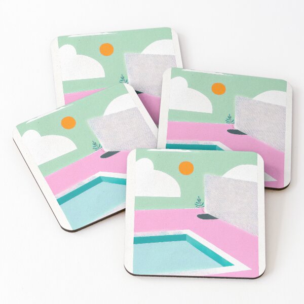 Item preview, Mediterranean Pool View Art Retro Pastel Vintage designed and sold by PinkNomad.