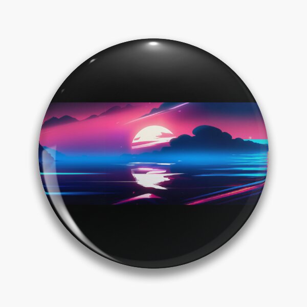 Item preview,  synthwave style sunset above the reflecting water of the sea designed and sold by Drop Art.
