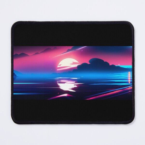 Item preview,  synthwave style sunset above the reflecting water of the sea designed and sold by Drop Art.