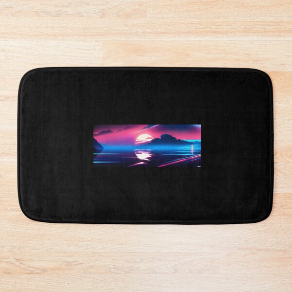 Item preview,  synthwave style sunset above the reflecting water of the sea designed and sold by Drop Art.