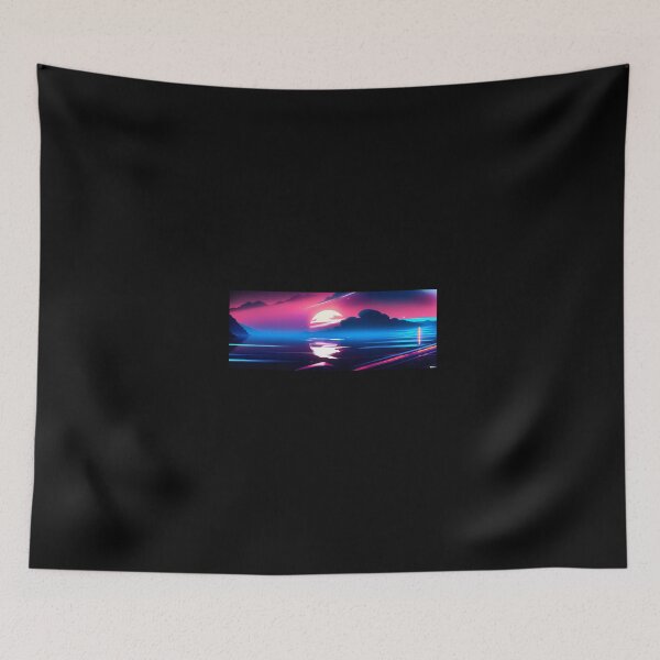 Item preview,  synthwave style sunset above the reflecting water of the sea designed and sold by Drop Art.
