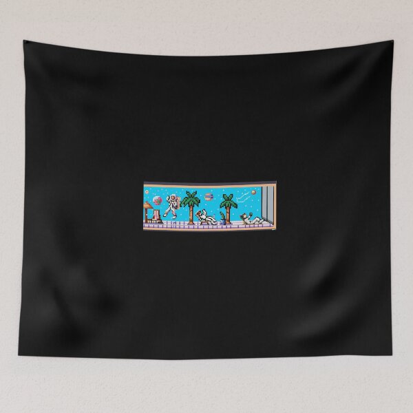 Item preview,  an astronaut lounging in a tropical resort in space, pixel art designed and sold by Drop Art.