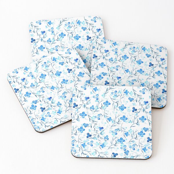 Item preview, blue flowers pattern  designed and sold by ColorandColor.