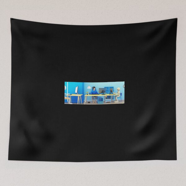 Item preview, 3D render of man who plays computer in blue room designed and sold by Drop Art.