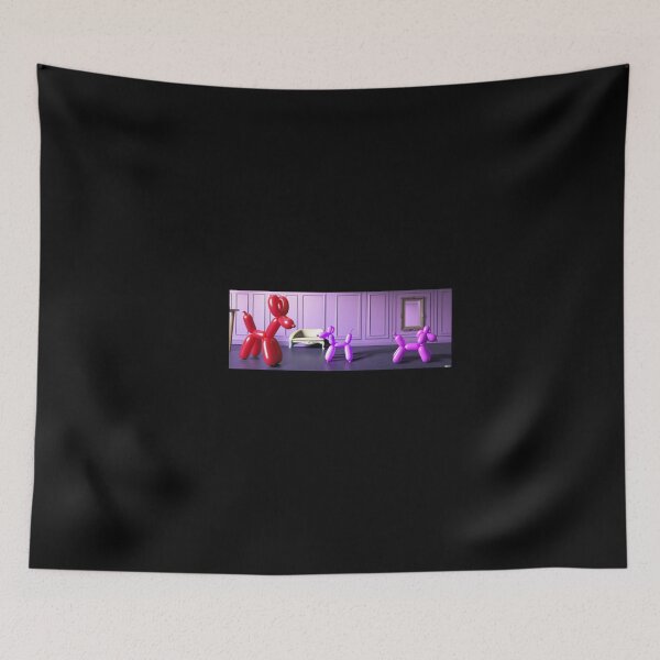 Item preview, 3D render of a pink balloon dog in a violet room designed and sold by Drop Art.