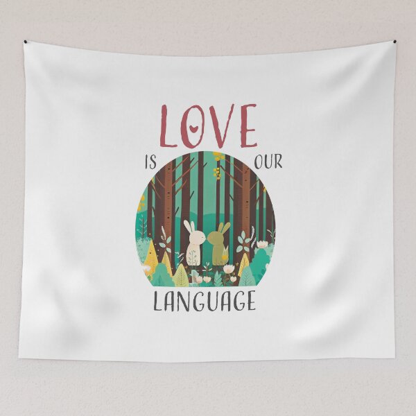 Item preview, Love Rabbits | Love is our language | Valentine's Day | Kissing | Love Language | Animal Love  Romantic designed and sold by ArtPowTech.