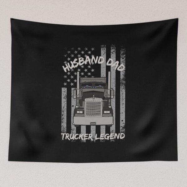 Item preview, Husband Dad Trucker Legend USA American Flag 18 Wheeler Big Truck Trucking designed and sold by CarantinedChaos.
